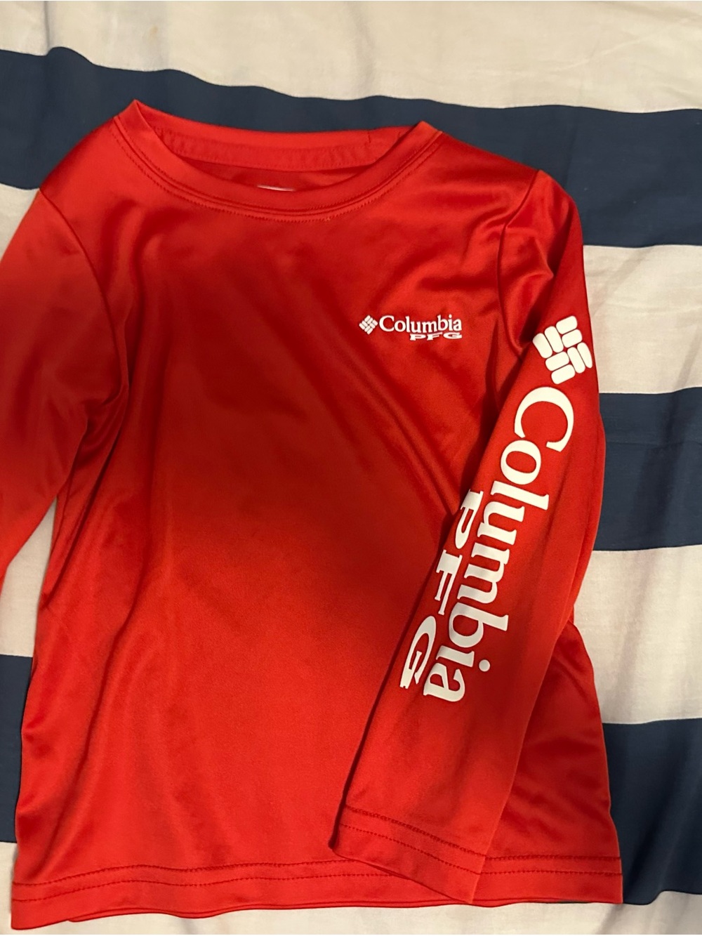 Columbia Red Long-Sleeve Performance Tee with Sleeve Logo